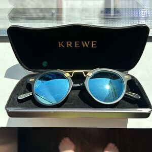 KREWE Blue and Gold Round Mirrored sunglasses